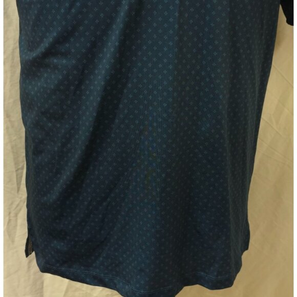 Green Side Mens Small Bluish Green Geometric Floral Outdoor Golf Polo Shirt - Picture 4 of 12